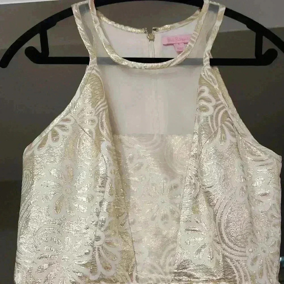 Lilly Pulitzer Elsie Gold Party Dress - Picture 6 of 7